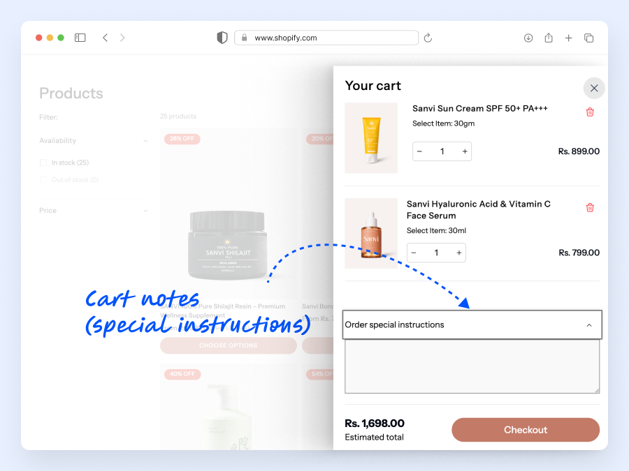 Cart notes (special instructions)