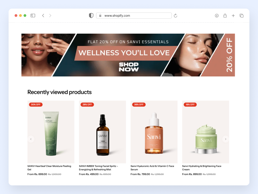 Recently Viewed products section