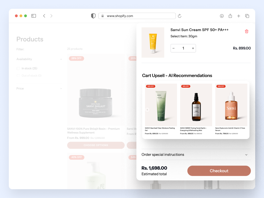 Smart upsell & cross sell system