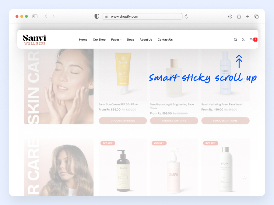 Sticky header for quick access 1